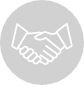 handshake_circle weißes Icon auf einem grauen runden Hintergrund